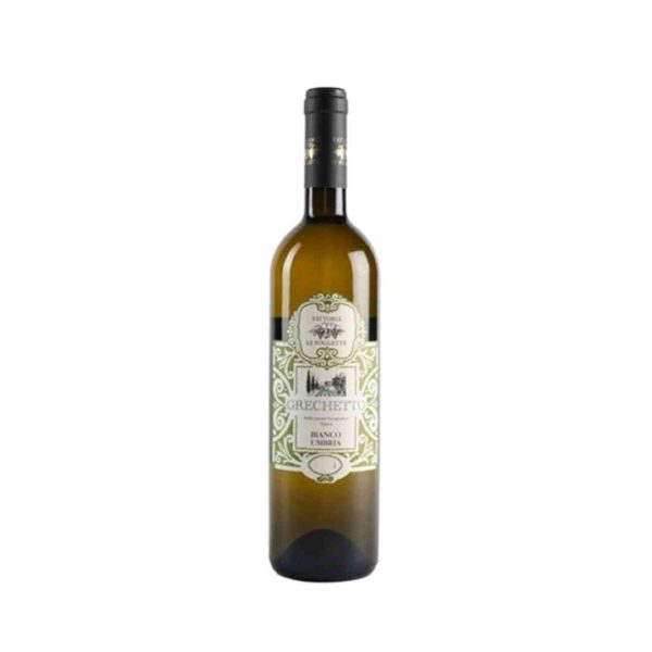 Bottiglia di vino Grechetto Umbria IGT Le Poggete su fondo bianco